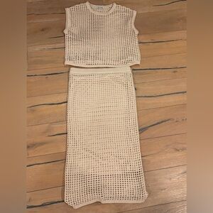 Steve Madden Beige Knit Skirt Set - tank top underneath shirt not included